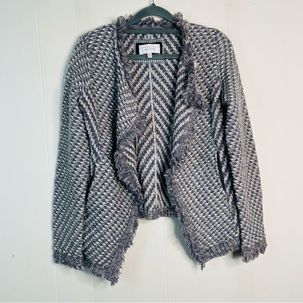 Anthropologie Angel of the North Asymmetric Fringed Button Cardigan